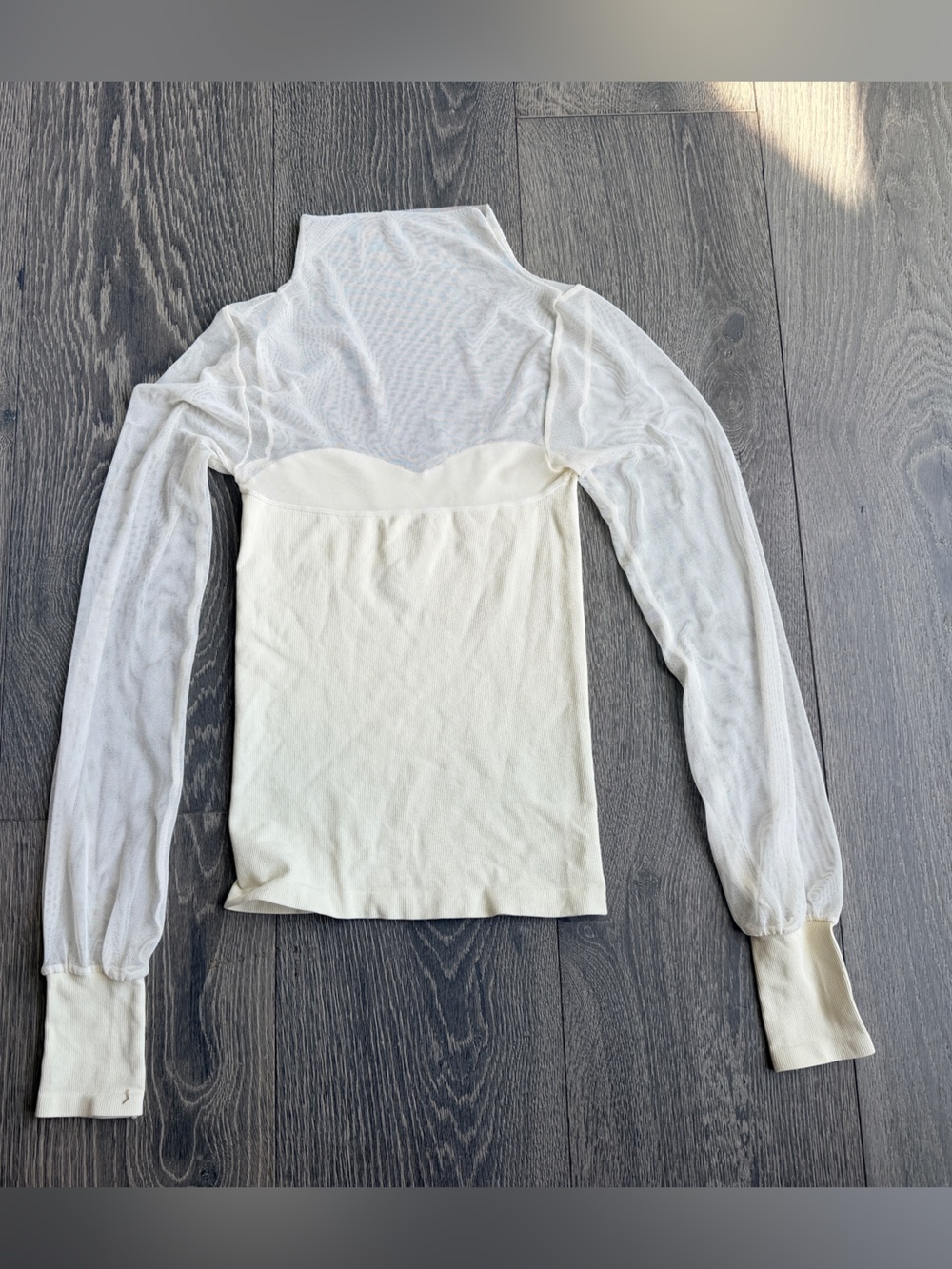 Intimately Free People Light Up Layering Seamless Mesh High Neck Top in Cream - Picture 4 of 5